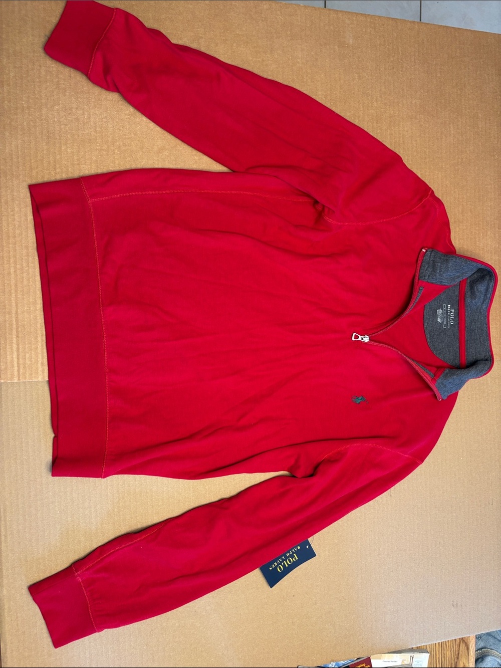 Polo by Ralph Lauren Red Half-Zip Pullover with Contrast Collar